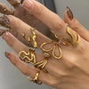 Stainless Steel Irregular Wave Rings For Women Creative Gold Color Adjustable Open Ring Female Jewelry Punk Rapper Gifts - Image 1