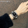 Black Stone Stretch Bracelet in a Retro Style - Image 1
