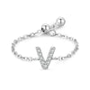 Silver 26 English Letters Adjustable Chain Finger Rings For Women Wedding Anniversary Jewelry - Image 8