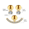3pcs/Set Titanium 16G Happy Smile Stud Earrings with Cubic Zirconia Internally Threaded Flat Back Piercing - Image 8