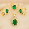 Classic Gold Plated Bridal Jewelry Sets for Women Blue Crystal Club Earrings Necklace Pendant Ring Wedding Gift - Image 5