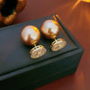 Gold Plated Champagne Imitation Pearl Stud Earrings Women Zircon Nail Earring Personality Charm Reversible Jewelry V1 - Image 1