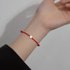 Silver Flowers Red Rope Clover Adjustable Bracelet For Women Jewelry Minimalist Accessories - Image 1