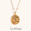 La. Muses Colored Cubic Zirconia Star Moon Texture Pendant Stainless Steel Retro Necklace Jewelry Gift - Image 1