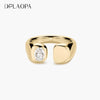 Dplaopa Women Silver Irregular Adjustable Ring with Oval CZ Zircon Rock Punk Birthday Gift Jewelry - Image 1