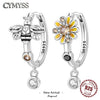 Silver Cute Bee Daisy Earrings Design Dainty Ear Loops for Women Party Birthday Gifts Jewelry - Image 1