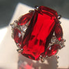 Female Silver Jewelry Ring Have Stamp Big Red CZ Stone Wedding Rings for Women Party - Image 1