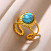 Blue Colorful Zircon Rings For Women Stainless Steel Gold Plated Flower Butterfly Ring Party Shiny Jewelry - Image 13