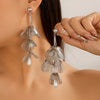 Romantic Petal Flower Long Hanging Earrings for Women Elegant Tassel Piercing Drop Earrings Wed Jewelry Gift - Image 3