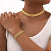 12.5mm/6mm Wide Stainless Steel Mesh Chain Bracelet Necklace For Women,Gold Plated Link Oval Tail Jewelry Set - Image 3
