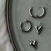 Punk Peach Heart Pendant Earrings for Women Silver Color Simple Geometric Circular Ear Buckle Jewelry Gift - Image 4