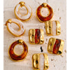 Multicolor Resin Hoop Earrings with Round and Square Shapes - Image 3