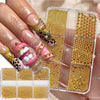 6 Grids 6 Sizes Golden Metal Beads Nail Art Charms, 0.8-1.5mm 3D Nail Caviar Beads, Stainless Steel Round Ball Beads Decorations - Image 1