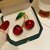 Crystal Dark Red Cherry Brooches For Women Clothing Cute Alloy Crystal Fruit Enamel Pins Party Jewelry Gifts - Image 3