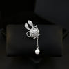 Glasses Rabbit Brooch Animal Lapel Pin for Women Elegant Rhinestone Jewelry with Pearl Pendant, Coat Shawl Wedding Gift - Image 3