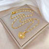French Hollow Shell Pearl Necklace Light Personality Retro Versatile Stainless Steel Pendant - Image 2