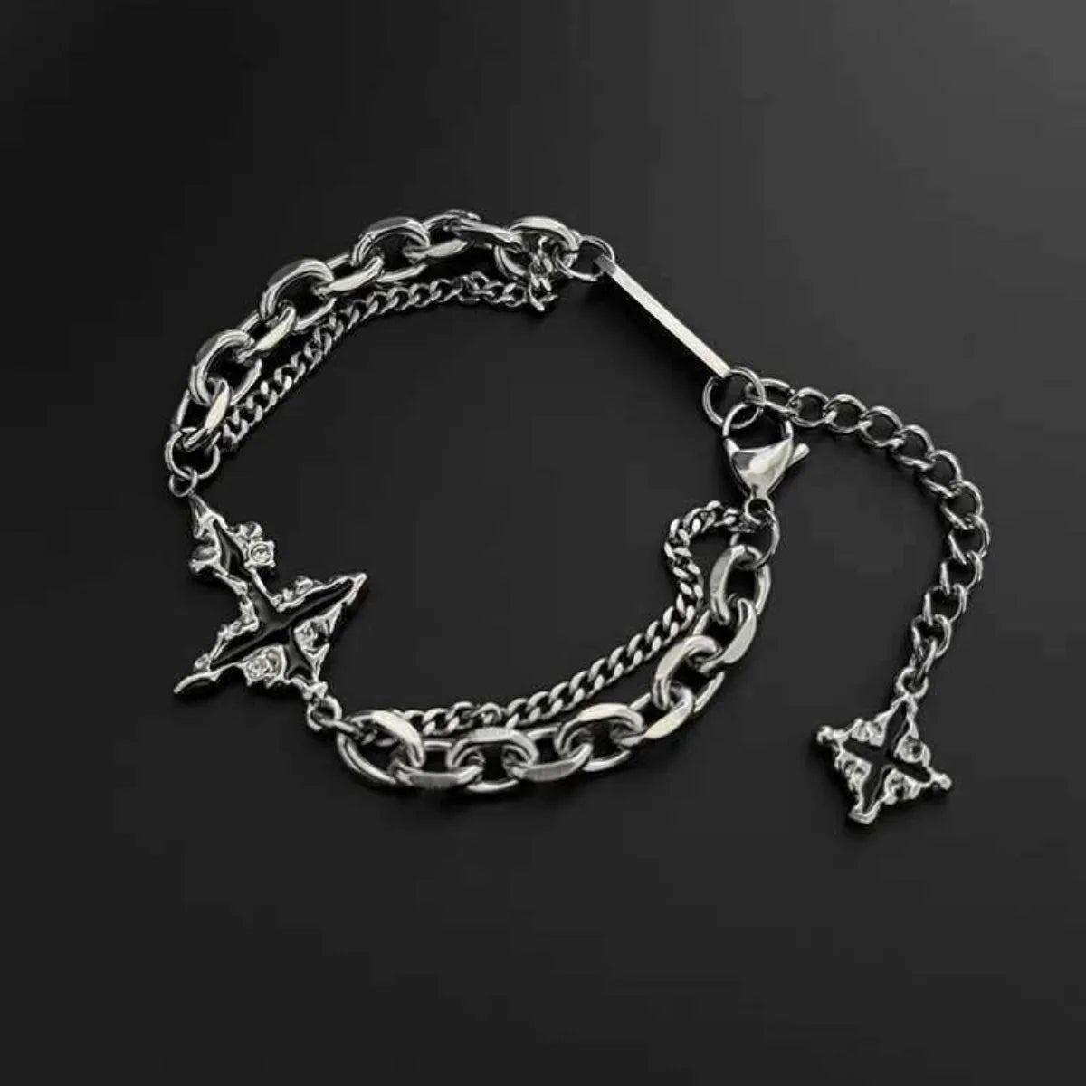 Dark Cross Bracelet for Men Stainless Steel Chain Jewelry, Gift Party Punk Bangles Accessories - Image 1