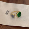 Silver Open Finger Ring Golden Enamel Donut Dazzling Geometric Punk For Women Jewelry Gift - Image 7