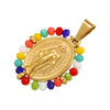Virgin Mary Pendant Necklace with Colorful Beaded Stainless Steel Chain - Image 32