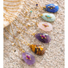 32mm Stone Amazonite Tiger Aventurine Amethyst Drop Pendant Necklace for Women Stainless Steel France Jewelry Gift - Image 2