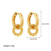 Stainless Steel Vintage Double Circle Round Zircon Dangle Earrings Gold Plated Twist Huggie Hoops Ear Buckle Jewelry - Image 8