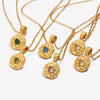 Hammered Irregular Birthstone Zircon Pendant Necklace Stainless Steel Choker Necklaces Jewelry Accessories - Image 2
