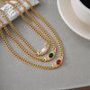 Vintage Glass Stone Crystal Pendant Necklace For Women Gold Plated Stainless Steel Necklace Jewelry Gift - Image 4