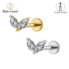 Titanium Tiny Double Marquise CZ Labret Stud Earring 16G Heart CZ Cartilage Helix Tragus Conch Piercing - Image 1