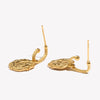 Embossment Square Fire Sun Charm Pendant Drop Hoop Earrings Vintage Small Golden Hook Earrings For Women - Image 4