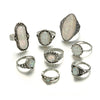 Tocona-set of vintage rings, silver colour, coloured Opal, carved stone, Bohemian jewels for women and men - Image 5