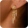Gold Plated Triple Huggie Stud Earrings Cute Statement Chain Earring Dainty Drop Earrings for Women Jewelry - Image 7