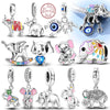Charms Beads Pendant Silver Vintage Pattern Elephant Charms Fit Bracelet Pendant Women Jewelry Gifts - Image 1
