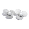 Charm Fan Imitation Pearl Flowers Stainless Steel Hyperbolic Big Stud Earrings Personality Jewelry Women - Image 10