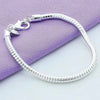 Silver Couple 3mm Snake Chain Bracelet Women Dinner Party Bracelet Jewelry Gift - Image 2