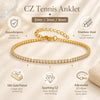 Cubic Zirconia Tennis Anklet for Women Stainless Steel Gold Plated CZ Foot Chain Layering Summer No - Image 4