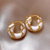 Enamel Blue Color Metal Texture Small Hoop Earrings for Women Gold Plated Statement Ear Buckle Creative Jewelry Gifts - Image 7