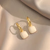 French Vintage Elegant Enamel Square Pendant Earrings Simple Accessories for Jewelry Girls Womens Dangle Earrings - Image 5