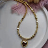 Elegant Irregular Ccb &Pink Stone Beads Chain Heart Pendant Necklace For Women Choker Dinner Party Valentine's Jewelry - Image 4