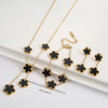 Gold Plated Lucky Stainless Steel Five Leaf Flower 3PCS Jewelry Set Bracelet Necklace Earrings for Women Party Jewelry Clover - Image 23