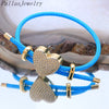 10Pcs Women's Gold Plated CZ Paved Heart Star Charm Colorful Wire Braided Rope Bracelets Adjustable - Image 4