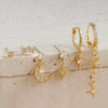 6PCS Stainless Steel Chain Star Moon Hoop Earrings Set For Women Cubic Zirconia Pendant Cartilage Earring Piercing Jewelry - Image 3