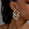 Simple Irregular Earrings Female Stainless Steel Earrings Jewelry Geometric Square Stacked Earrings - Image 2