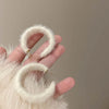 Korean Sweet White Plush Heart Hoop Earrings for Women Exaggerated Flocking C-Shaped Earrings Wedding Party Jewelry Gift - Image 10