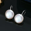 OL Freshwater 11-13mm White Button Shape Baroque Pearl Earring Silver Ear Hook Jewelry for Women - Image 4