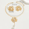 2pcs Set Personality Gold Color Stereo Flower Inlay Pearl Necklace Earrings Set for Women Wedding Paty Charm Jewelry Gift - Image 3