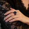 Huajie Gothic Style Dark Rose Shape Black Zirconia Rings for Women Hip Hop Street Retro Classic Personality Jewelry - Image 4