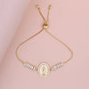 Oval Shape Shell Zircon Virgin Mary Push Pull Adjustable Bracelet Women Classic Versatile Jewelry - Image 3
