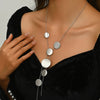 Circular Heart-Shaped Geometric Necklace Hollow Y-Shaped Design Creative Long Pendant Tassel Necklace Women's Jewelry - Image 2