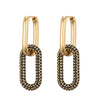 Gold Color Geometric Oval Rectangle Hoop Earrings For Women Zircon Wedding Jewelry Elegant Female Dangle Earings - Image 12