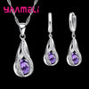 Water Drop CZ Silver Plated Jewelry Set For Women Pendant Necklace Hoop Earrings Wedding Party Ceremoey Anel - Image 10